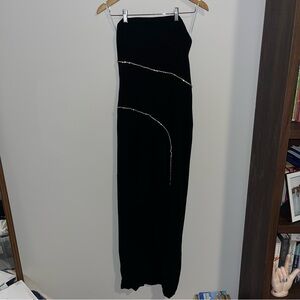Lulu's Black Strapless Gown with Rhinestone Accents